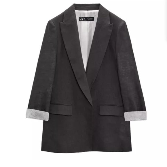 FACADE PATTERN ♥ Linen Curved Sleeve Blazer / 追跡付 Zara | Jackets & Coats | Zara Linen Blazer With Printed